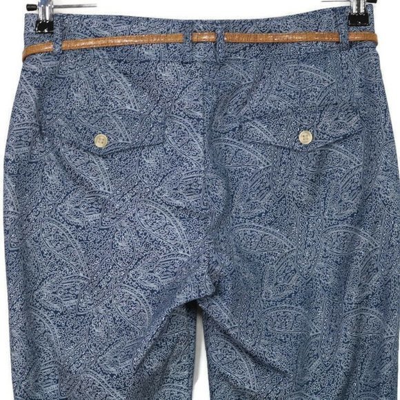 Dockers Hello Smooth Capri Pants‎ Blue White Paisley Slimming Stretch 6 - Picture 7 of 12